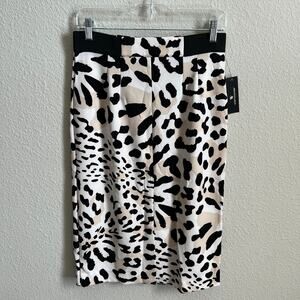 Worthington Leopard Animal Print Pencil Skirt Women's 8 Stretch High Rise NEW